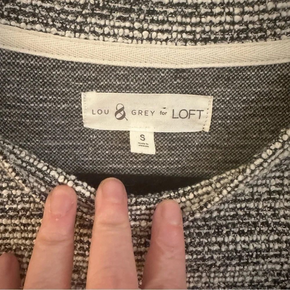 Loft Lou & Grey Small Shimmer Tweedy Dress Long Sleeve Textured
